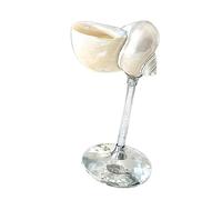 Milageto Verres à Vin en Forme de Coquillage, Coupe à Cocktail Coquillage Marin Fabriquée à la Main, Verres à Jus à Pied pour Fête d'Anniversaire, Dîner, Accessoires Légers, 5 X 18 Cm, Argenté
