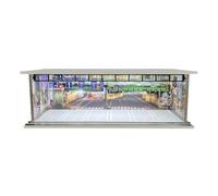 Milageto Vitrine de présentation de voiture miniature moulée sous pression à l'échelle 1/64 avec fond LED, espace de stationnement, décoration de bureau, Style B
