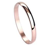 MILAKOO Bracelet en Acier Inoxydable 6mm pour Femmes Fini Poli Uni Bracelet Ovale Or Rose