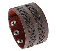 MILAKOO Bracelet en cuir punk noir et marron pour homme bracelet de manchette à bouton-pression réglable