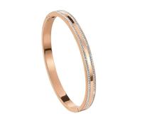 MILAKOO Bracelet Femme Acier Inoxydable 6mm EléGant Double Drain Diamond Ovale (Or Rose)