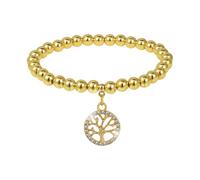 MILAKOO Bracelet Femme Or 6mm Billes Stretch Arbre de Vie Pendentif Bracelet Empilable Gold