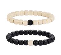MILAKOO Bracelets de relations longue distance pour couples, cadeaux en bois, bracelets extensibles unisexes, Pas de gemme