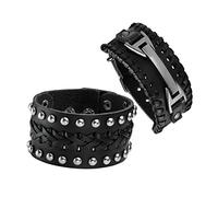 MILAKOO Brassard Noir Manschette Gürtel Brassard Armreif Leder Seil schwarz Brassard Punk Rock 6-8"