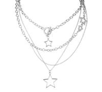 MILAKOO Collier à chaînes multicouches pour femmes avec pendentif étoile et breloques triple pentagramme Y2K Collier irrégulier