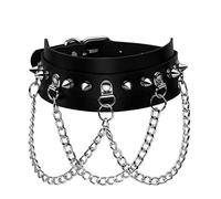 MILAKOO Cool Rivet Spike Studed PU Cuir Choker Collier Chaîne en alliage pour Goth Punk Rocker, Métal Cuir