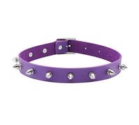 MILAKOO Femmes Hommes Cool Punk Goth Métal Spike Clouté PU Collier en Cuir Choker Collier (Violet)
