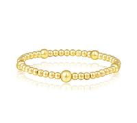 MILAKOO Gold Bead Bracelets pour Femmes 4/6mm Acier Extensible Bracelet Boule or Bracelet D'amitié avec Pendentif en Perles de Coquillage