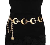 MILAKOO Hollow Out Or Lune éToile MéTal Taille ChaîNe Vintage Soleil Pendentif Daisy Pull Ceinture pour les Femmes