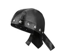 MILAKOO Hommes Femmes Punk Cuir Biker Casquette Noir Crâne avec Rivets Hiphop Moto Riding Doublure de Casque Couvre-Chef élégant