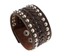 MILAKOO Marron Punk Rock Biker Lien Chaîne Bracelet en Cuir Noir Bracelet Manchette Gothique