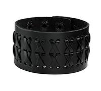 MILAKOO Noir Métal Spike Clouté Punk Rock Biker Bracelet Cuir Bracelet Chaîne Bracelet Réglable