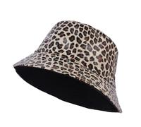 MILAKOO Seau Chapeau Léopard Classique Élégant Léopard Chapeau de Soleil PU Cuir Chapeau de pêcheur pour Femmes Hommes Unisexe