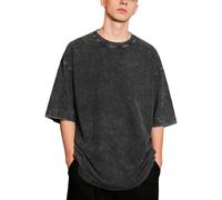 MILAKOO Unisexe Oversized Tee en Coton Vintage Washed Goth Punk Manches Courtes Large Streetwear Shirts