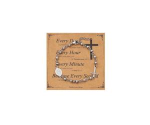 MILAKOO Vierge Marie Croix Charm Bracelet Cadeaux catholiques de Pâques pour maman sœur argent Chapelet Croix Charm Bracelets