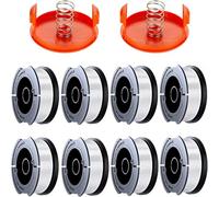 Milale AF-100 Lot de 8 bobines de débroussailleuse compatibles avec ligne de débroussailleuse à alimentation automatique Black&Decker, longueur 9,1 m, diamètre 0,065 (8 bobines + 2 capuchons + 2
