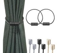 Milaloko 2 Pack Sangles Magnétiques Puissantes pour Rideaux avec Cordon Torsadé Plus épais Sangles Décoratives pour Rideaux, Noir