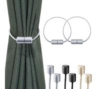 Milaloko 2 Pack Sangles Magnétiques Puissantes pour Rideaux avec Cordon Torsadé Plus épais Sangles Décoratives pour Rideaux, Gris
