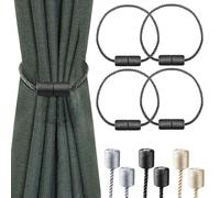 Milaloko 4 Pack Sangles Magnétiques Puissantes pour Rideaux avec Cordon Torsadé Plus épais Sangles Décoratives pour Rideaux, Noir