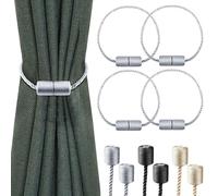 Milaloko 4 Pack Sangles Magnétiques Puissantes pour Rideaux avec Cordon Torsadé Plus épais Sangles Décoratives pour Rideaux, Gris