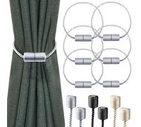 Milaloko 6 Pack Sangles Magnétiques Puissantes pour Rideaux avec Cordon Torsadé Plus épais Sangles Décoratives pour Rideaux, Gris