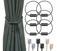 Milaloko 6 Pack Sangles Magnétiques Puissantes pour Rideaux avec Cordon Torsadé Plus épais Sangles Décoratives pour Rideaux, Noir
