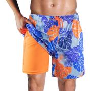 Milaloko Maillot de Bain Homme avec Poche Short de Bain Imperméable à Séchage Rapide Short de Bain avec Cordon de Serrage Réglable Loisir Pantalon Court de Plage, Orange, XXL