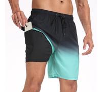 Milaloko Maillot de Bain Homme avec Poche Short de Bain Imperméable à Séchage Rapide Short de Bain avec Cordon de Serrage Réglable Loisir Pantalon Court de Plage, Bleu, XL