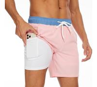 Milaloko Pantalons de Natation Shorts de Natation à Séchage Rapide Shorts de Plage avec Poches et Rembourrage de Compression