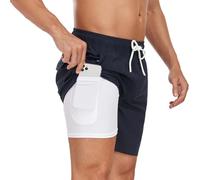 Milaloko Pantalons de Natation Shorts de Natation à Séchage Rapide Shorts de Plage avec Poches et Rembourrage de Compression
