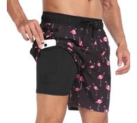 Milaloko Pantalons de Natation Shorts de Natation à Séchage Rapide Shorts de Plage avec Poches et Rembourrage de Compression