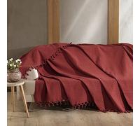 Milam London Couverture Bordeaux en Coton gaufré, Couvre-lit pour canapé King Size, Grand lit 3 Places, Couverture pour lit, Grands canapés 220 X 240 Cm