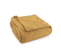 Milam London Couverture douce en 100% coton, pour fauteuil, canapé, lit simple, couvre-lit simple, couvre-lit simple, collection Joanna, couverture douillette 120 x 180 cm (moutarde)