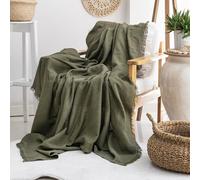 Milam London Couverture Jeté en Coton | Jetés Doux pour Fauteuils, Canapé, Divan | Jeté de Lit Simple, Vert Olive - 170 x 200 cm