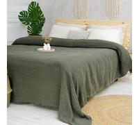 Milam London Couvre-lit king size, en coton, pour canapés de grandes dimensions, couvre-lit king size, 220 x 240 cm, vert olive