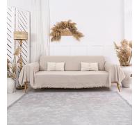 Milam London Jeté de canapé 3 places - 100 % coton - 180 x 300 cm - Beige