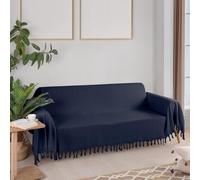 Milam London Jeté de canapé 3 places | Couvre-lit extra large pour canapés | Jeté pour canapés | Jeté pour canapé | Jeté à chevrons 180 x 300 cm (bleu marine)