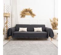 Milam London Jeté de canapé 3 places en coton - 180 x 300 cm - Gris foncé