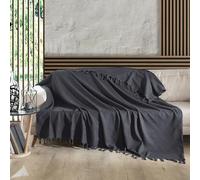 Milam London Jeté De Canapé en Coton Jeté De Lit Double Taille Jeté De Canapé Grand 2 Places 200 X 230 Cm Gris