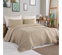 Milam London Jeté de canapé Super King Size - Grande couverture 3 places Super King Size - Couverture de lit 100 % coton - Couverture de canapé grande taille - 240 x 280 cm - Beige