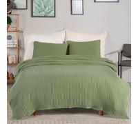 Milam London Jeté de lit double | Grand jeté de canapé 2 places | Couvre-lit doux pour lit double | Couverture 100 % coton pour lit, canapé, canapé | 180 x 240 cm - Vert sauge