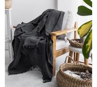 Milam London Jeté de lit en coton | Jeté doux pour fauteuil, canapé, canapé | jeté de lit simple, gris foncé, 170 x 200 cm