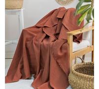 Milam London Jeté de lit en coton | Jeté doux pour fauteuil, canapé, canapé | jeté de lit simple | terre cuite - 170 x 200 cm