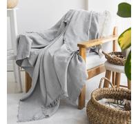 Milam London Jeté de lit en coton pour canapé | Jeté doux pour fauteuil, canapé, canapé | jeté de lit simple, couverture d'extérieur, gris, 170 x 200 cm