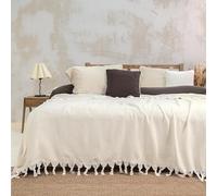 Milam London Jeté de lit king size | Grand jeté pour canapé 2 places | Couverture king size | 230 x 250 cm - 228,6 x 248,8 cm, beige