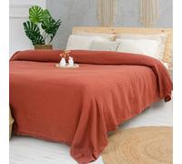 Milam London Jeté de lit King Size | Jeté de lit en coton pour canapés | 220 x 240 cm | 218,4 x 238,8 cm - Terre cuite