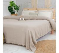 Milam London Jeté de lit King Size | Jeté de lit en coton pour canapés | Couvertures pour lit king size | 220 x 240 cm | 218,4 x 238,8 cm - Beige