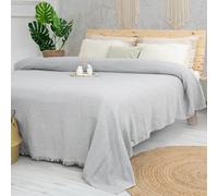 Milam London Jeté de lit King Size | Jeté de lit en coton pour canapés | Couvertures pour lit king size | 220 x 240 cm | 218,4 x 238,8 cm | Gris