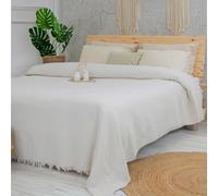 Milam London Jeté de lit King Size | Jeté de lit en coton pour canapés | Couvertures pour lit king size | 220 x 240 cm | 218,4 x 238,8 cm - Crème