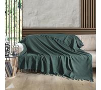Milam London Jetés en Coton pour Canapés | Lits | Divans | Jeté de Lit Taille Double | Jetés de Canapé Grand 2 Places | Jeté Vert 200 x 230 cm